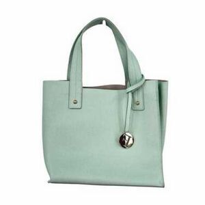 Furla Muse Divide It Medium Leather Tote Pale Mint Gold Charm Y2K